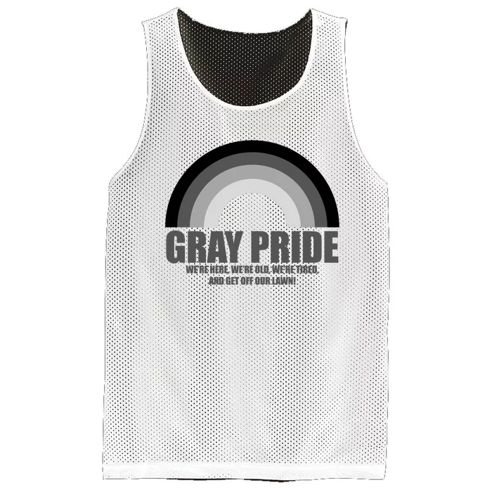 Gray Pride Senior Citizen Funny LGBTQ Mesh Reversible Basketball Jersey Tank