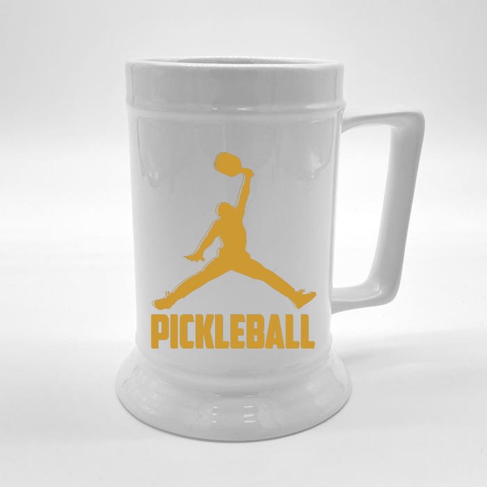 Gold Pickleball Sports Logo Front & Back Beer Stein