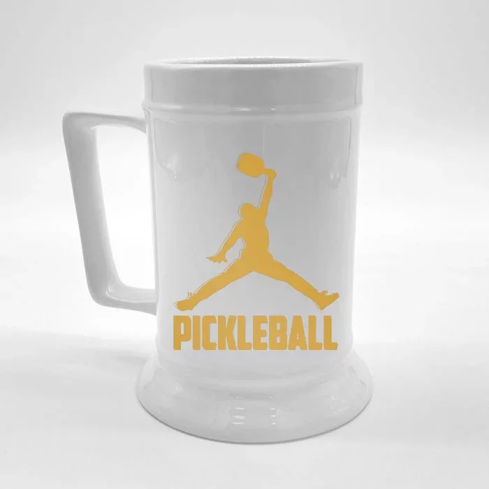 Gold Pickleball Sports Logo Front & Back Beer Stein