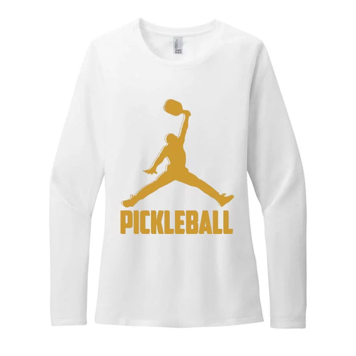 Gold Pickleball Sports Logo Womens CVC Long Sleeve Shirt