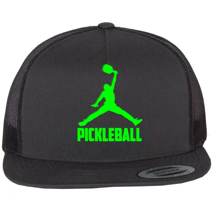 Green Pickleball Sports Logo Flat Bill Trucker Hat