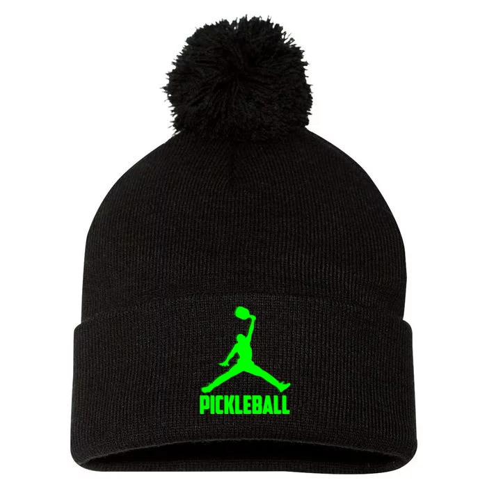 Green Pickleball Sports Logo Pom Pom 12in Knit Beanie