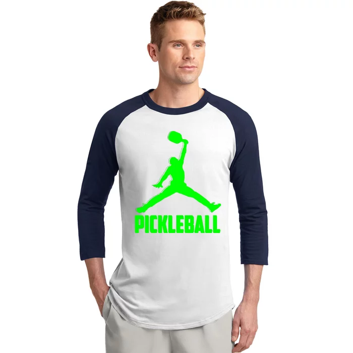 Green Pickleball Sports Logo Baseball Sleeve Shirt