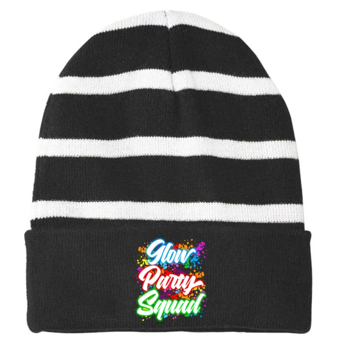 Glow Party Squad Neon Striped Beanie with Solid Band