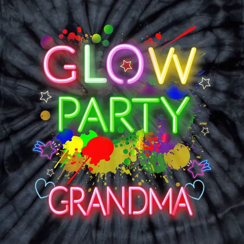 Glow Party Squad Grandma Paint Splatter Glow Party Matching Tie-Dye T-Shirt