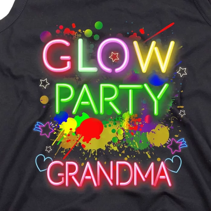 Glow Party Squad Grandma Paint Splatter Glow Party Matching Tank Top