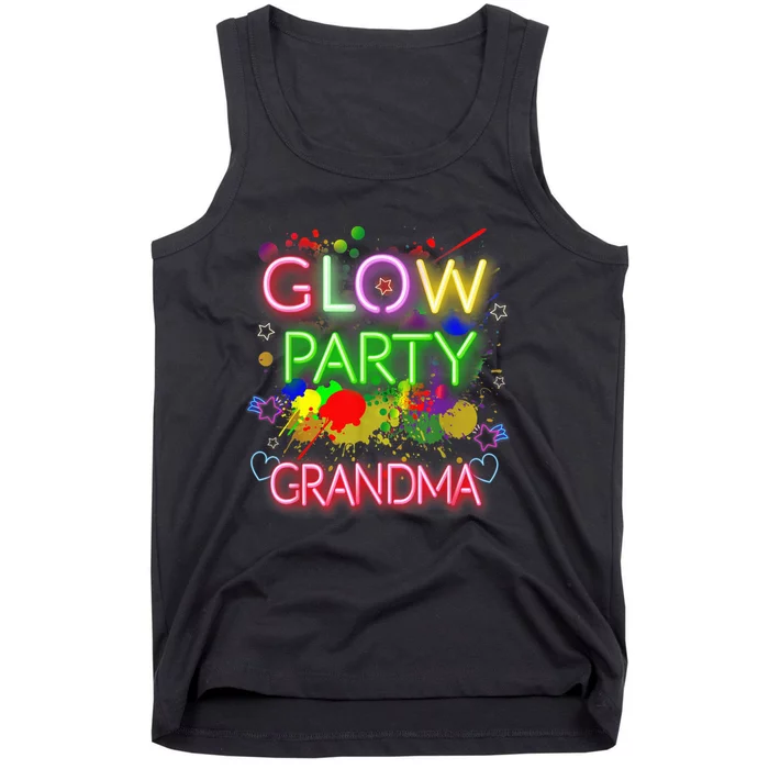 Glow Party Squad Grandma Paint Splatter Glow Party Matching Tank Top