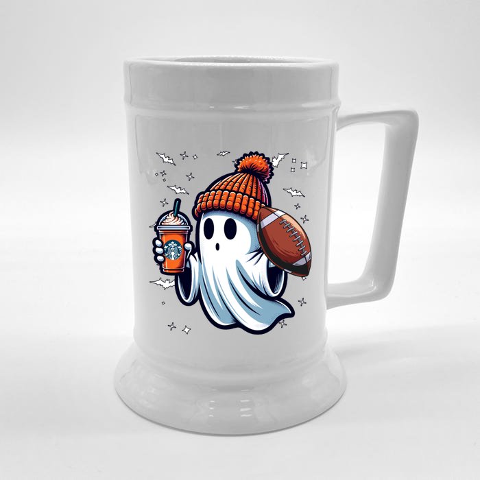 Ghost Pumpkin S Beanie Fall Football Lovers Halloween Gift Front & Back Beer Stein