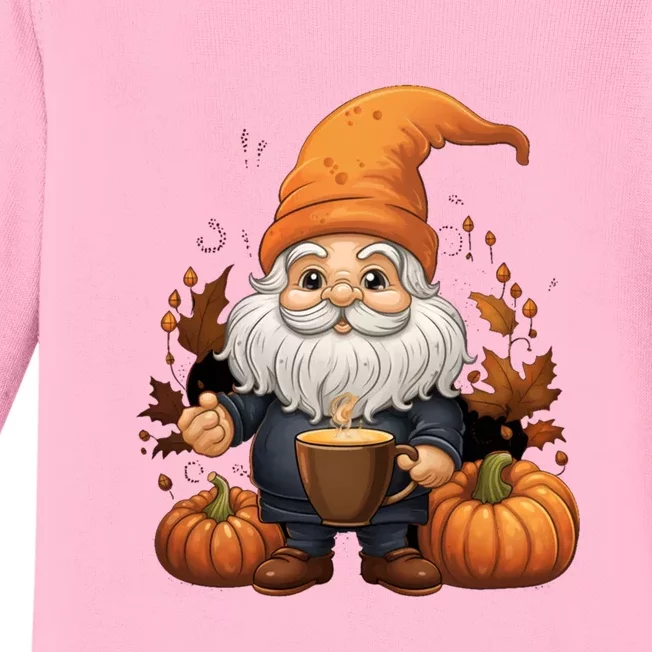 Gnome Pumpkin Spice Latte Fall Autumn Leaves Halloween Gift Baby Long Sleeve Bodysuit