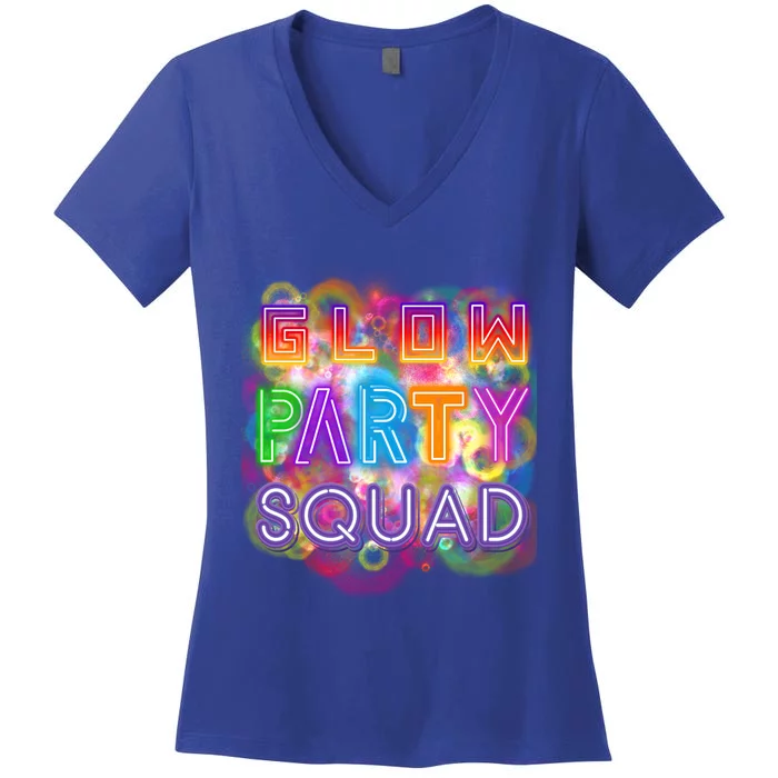 Glow Party Squad Girls Glow Funny Retro Party Lover Gift Women's V-Neck T-Shirt