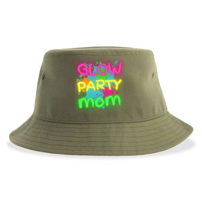 Glow Party Squad Mom Paint Splatter Glow Party Matching Funny Gift Sustainable Bucket Hat