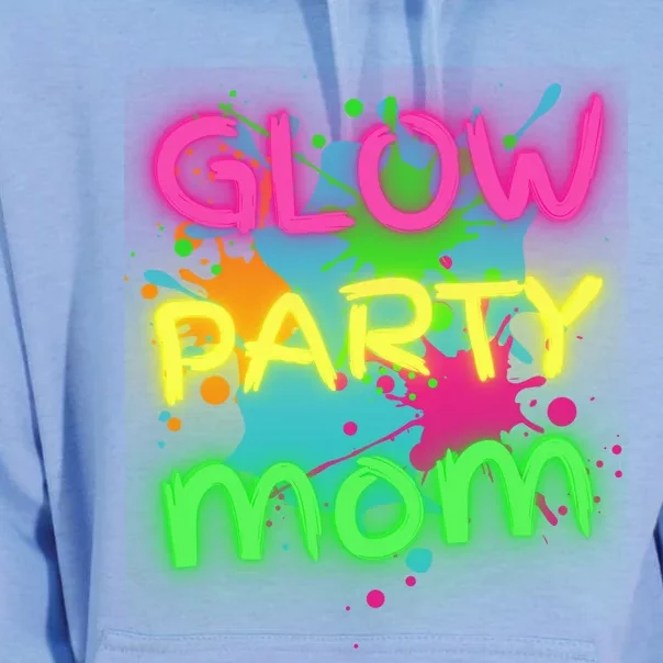 Glow Party Squad Mom Paint Splatter Glow Party Matching Funny Gift Unisex Surf Hoodie