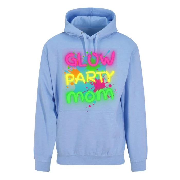 Glow Party Squad Mom Paint Splatter Glow Party Matching Funny Gift Unisex Surf Hoodie