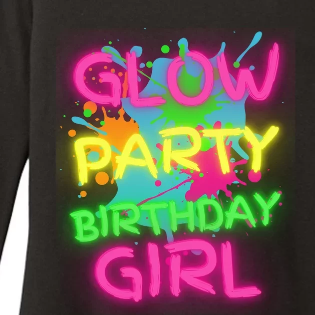 Glow Party Squad Paint Splatter Glow Party Birthday Girl Gift Womens CVC Long Sleeve Shirt