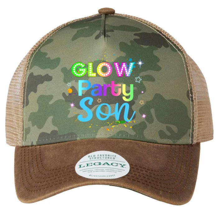 Glow Party Squad Son Paint Splatter Glow Party Matching Funny Gift Legacy Tie Dye Trucker Hat