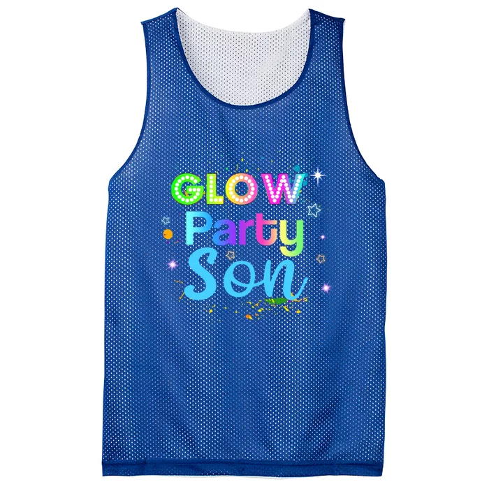 Glow Party Squad Son Paint Splatter Glow Party Matching Funny Gift Mesh Reversible Basketball Jersey Tank