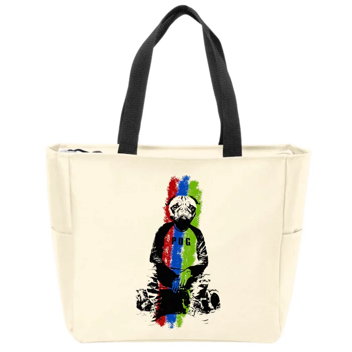 Good Pug Sitting Art Zip Tote Bag