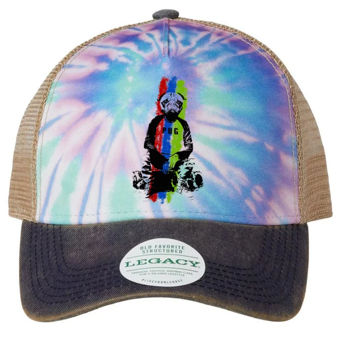 Good Pug Sitting Art Legacy Tie Dye Trucker Hat