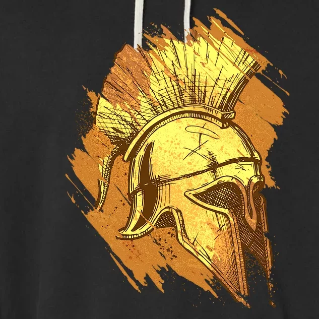 Grunge Painted Spartan Gladiator Warrior Helmet Garment-Dyed Fleece Hoodie