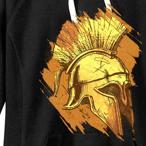 Grunge Painted Spartan Gladiator Warrior Helmet Women's Fleece Hoodie