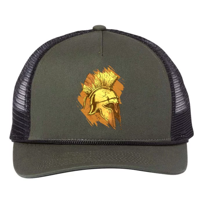 Grunge Painted Spartan Gladiator Warrior Helmet Retro Rope Trucker Hat Cap