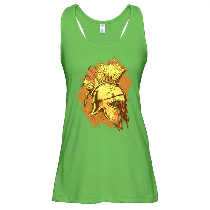 Grunge Painted Spartan Gladiator Warrior Helmet Ladies Essential Flowy Tank