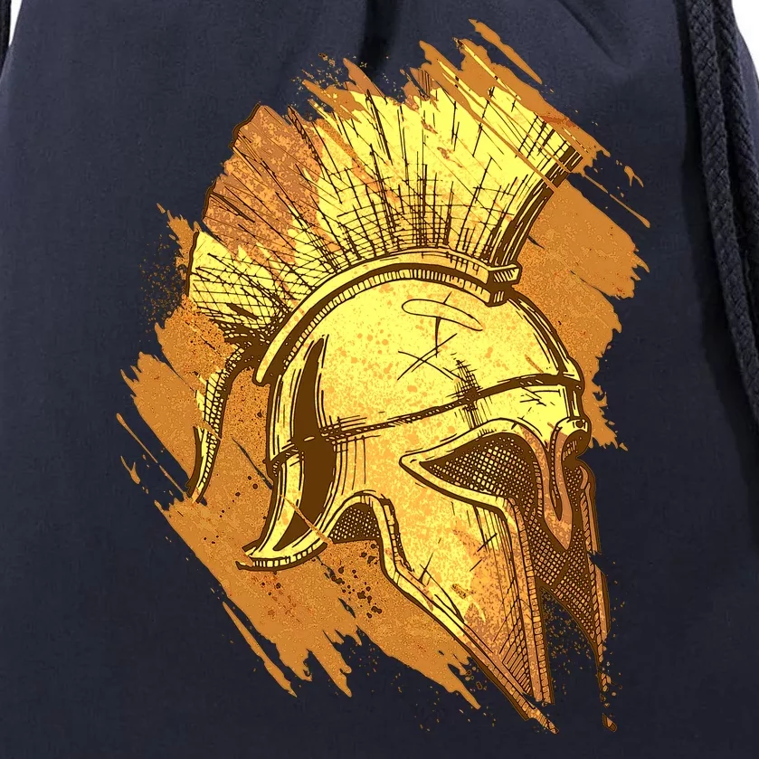 Grunge Painted Spartan Gladiator Warrior Helmet Drawstring Bag