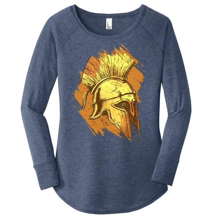 Grunge Painted Spartan Gladiator Warrior Helmet Women's Perfect Tri Tunic Long Sleeve Shirt