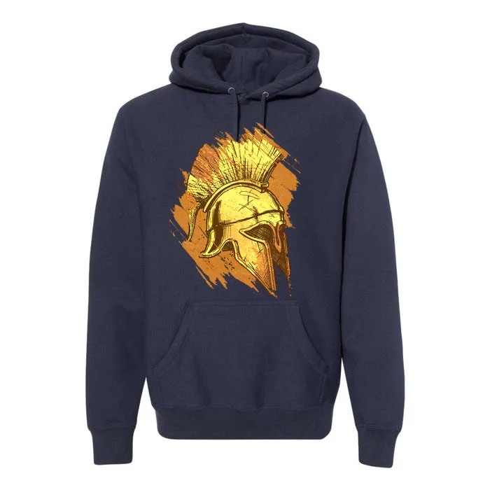 Grunge Painted Spartan Gladiator Warrior Helmet Premium Hoodie