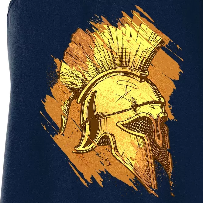 Grunge Painted Spartan Gladiator Warrior Helmet Women's Racerback Tank