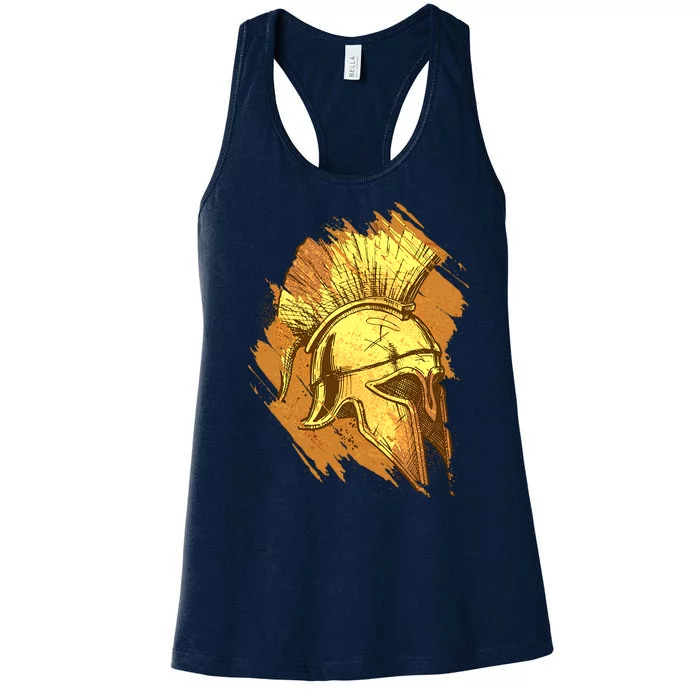 Grunge Painted Spartan Gladiator Warrior Helmet Women's Racerback Tank