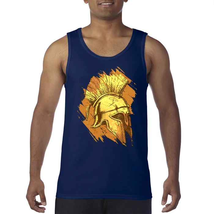 Grunge Painted Spartan Gladiator Warrior Helmet Tank Top