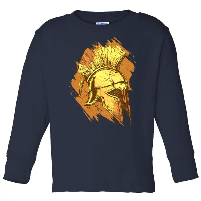 Grunge Painted Spartan Gladiator Warrior Helmet Toddler Long Sleeve Shirt