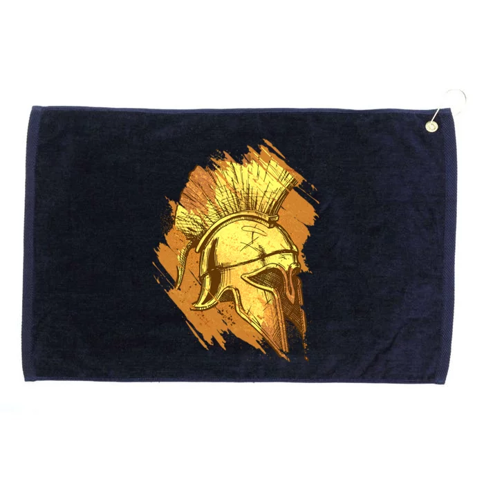 Grunge Painted Spartan Gladiator Warrior Helmet Grommeted Golf Towel