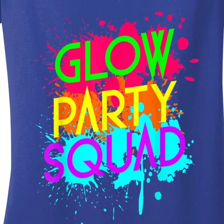 Glow Party Squad Funny Halloween Group Gift Women's V-Neck T-Shirt