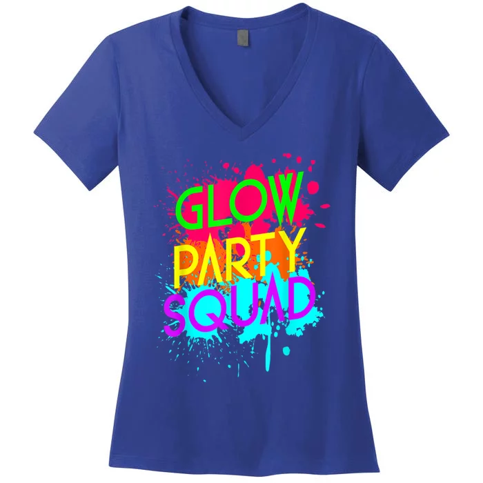 Glow Party Squad Funny Halloween Group Gift Women's V-Neck T-Shirt