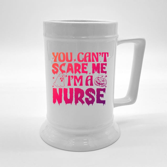 Ghost Pumpkin Spooky Halloween You Cant Scare Me Im A Nurse Great Gift Front & Back Beer Stein