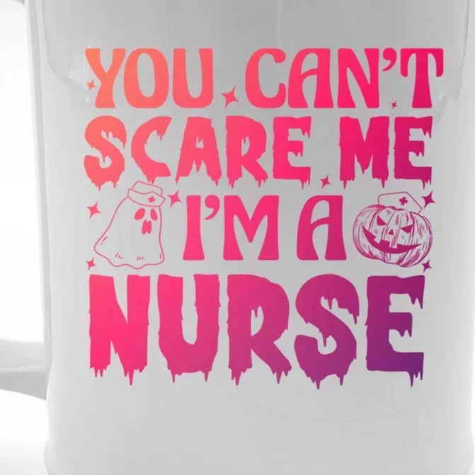 Ghost Pumpkin Spooky Halloween You Cant Scare Me Im A Nurse Great Gift Front & Back Beer Stein