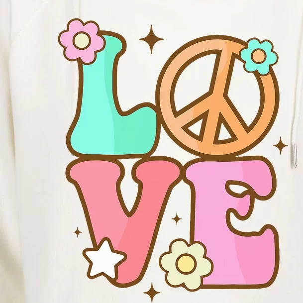 Groovy Peace Sign Love Costume for 60s 70s Theme Party Womens Funnel Neck Pullover Hood