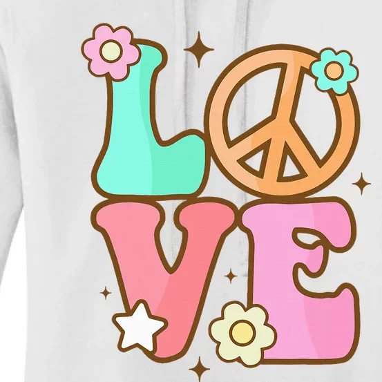 Groovy Peace Sign Love Costume for 60s 70s Theme Party Women's Pullover Hoodie