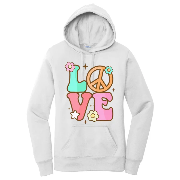 Groovy Peace Sign Love Costume for 60s 70s Theme Party Women's Pullover Hoodie