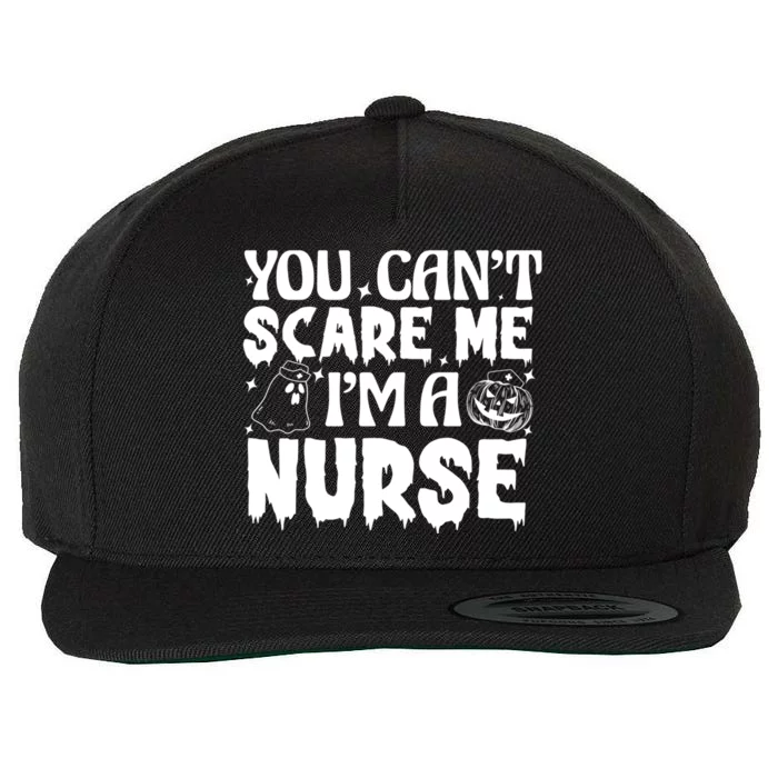 Ghost Pumpkin Spooky Halloween You Cant Scare Me Im A Nurse Gift Wool Snapback Cap