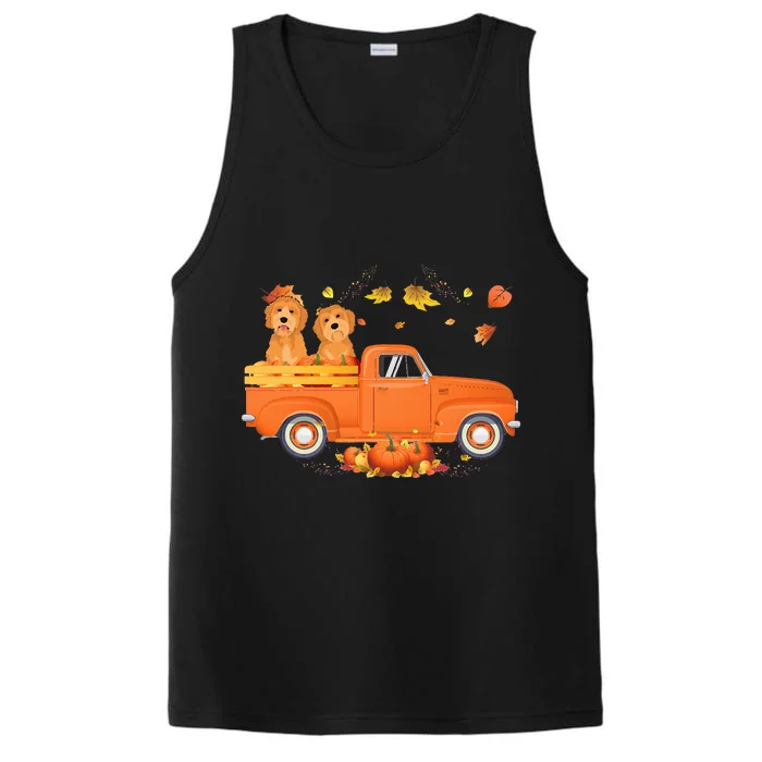 Goldendoodle Pumpkin Truck Fall Leaf Thanksgiving Halloween Performance Tank