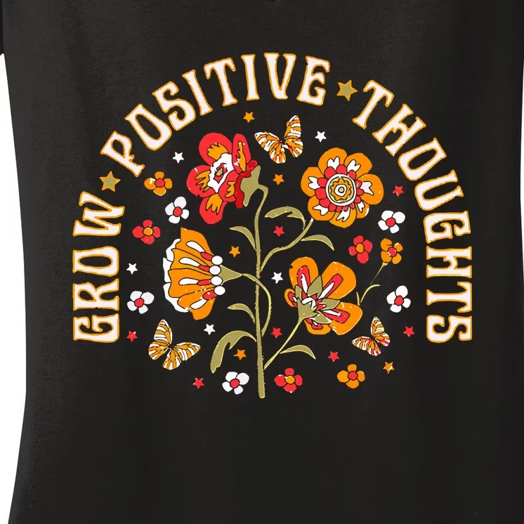 Grow Positive Thoughts Flower Women's V-Neck T-Shirt