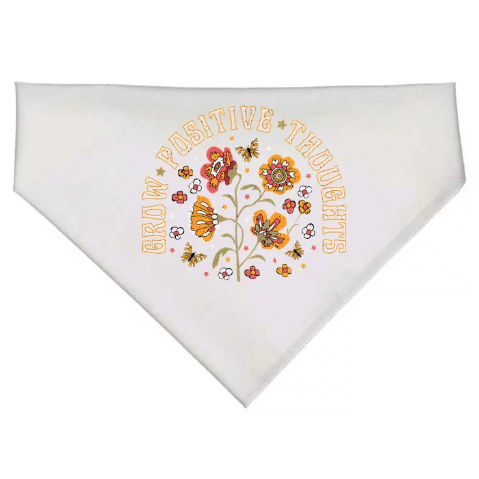 Grow Positive Thoughts Floral Bohemian Style Butterfly Positive USA-Made Doggie Bandana