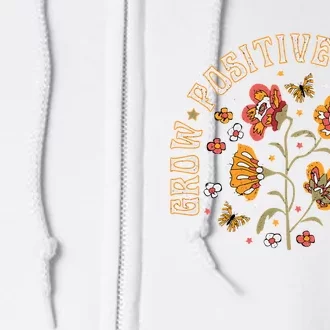 Grow Positive Thoughts Floral Bohemian Style Butterfly Positive Full Zip Hoodie