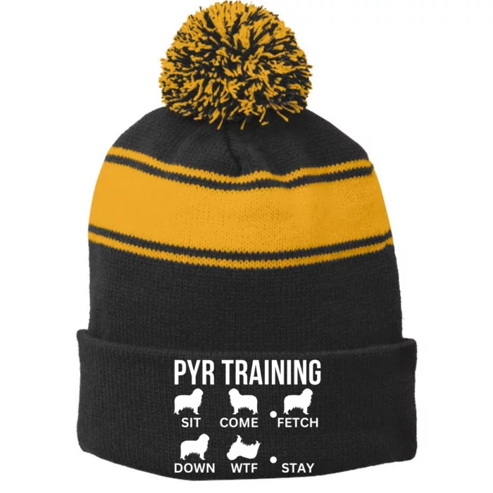 Great Pyrenees Training Pyr Dog Tricks Stripe Pom Pom Beanie