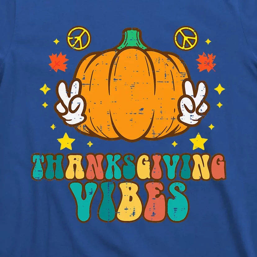 Groovy Pumpkin Thanksgiving Vibes Cute Hippie T-Shirt