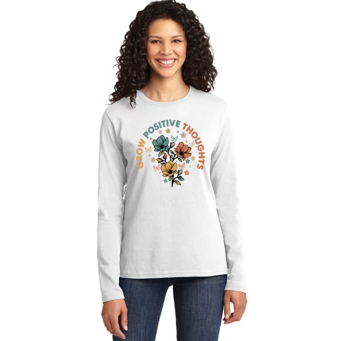 Grow Positive Thoughts Growth Mindset Ladies Long Sleeve Shirt