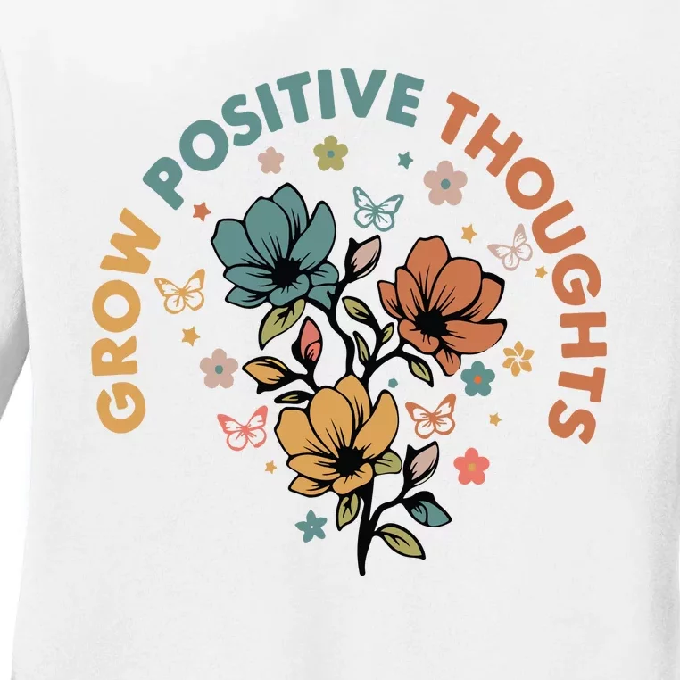 Grow Positive Thoughts Growth Mindset Ladies Long Sleeve Shirt